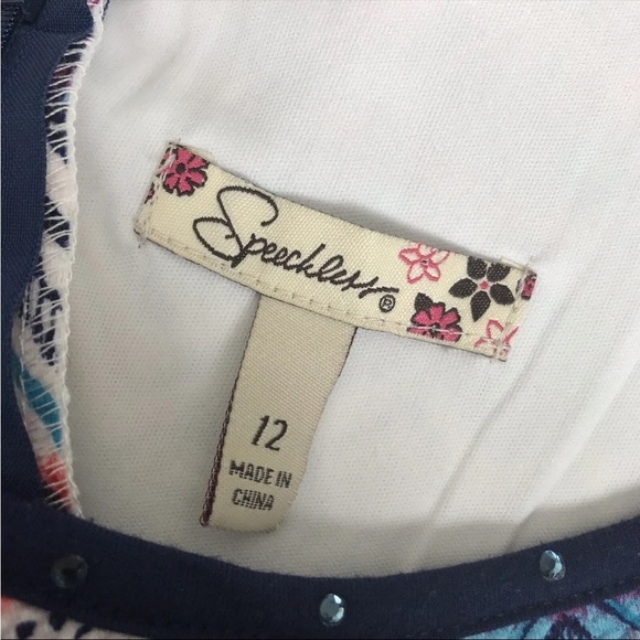 Speechless Girls Fit & Flare Geometric Print Multicolored Stretch Dress Size 12 - Picture 5 of 5